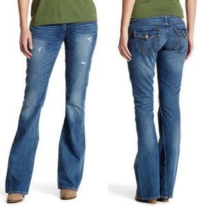 True Religion Joey Low Rise Flare Flap Jeans 28